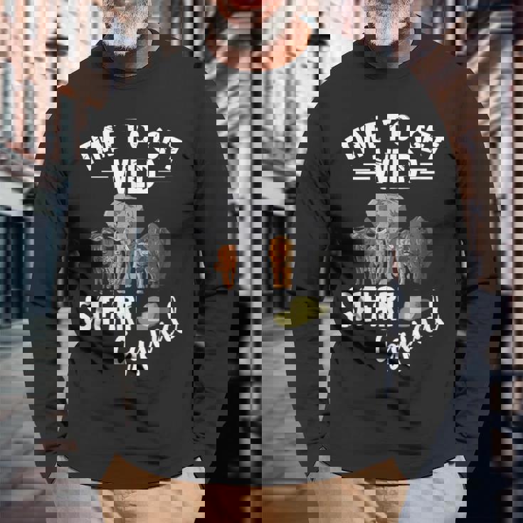 Safari Tour Guide Safari Animals Time To Get Wild Squad Long Sleeve T-Shirt Gifts for Old Men