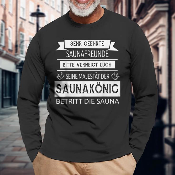 Sauna King Seine Majestät Saying Sayings Langarmshirts Geschenke für alte Männer