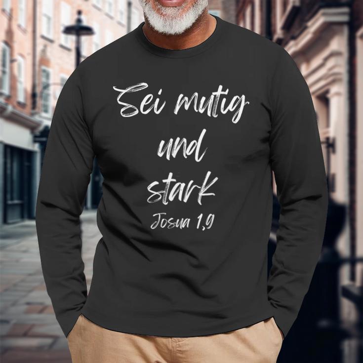 Sei Mutig Und Stark Josua 19 Langarmshirts Geschenke für alte Männer