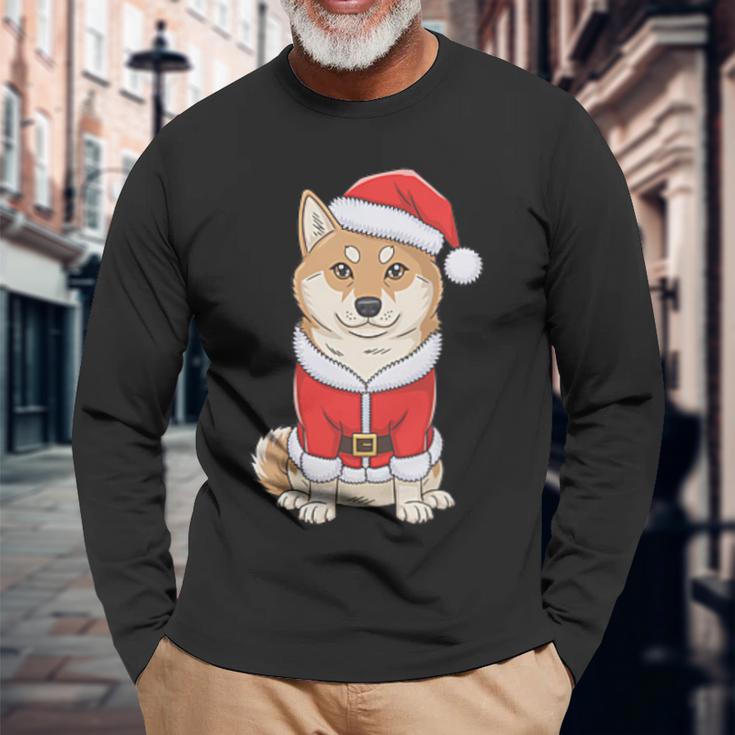 Shiba Inu Santa Claus Christmas Langarmshirts Geschenke für alte Männer