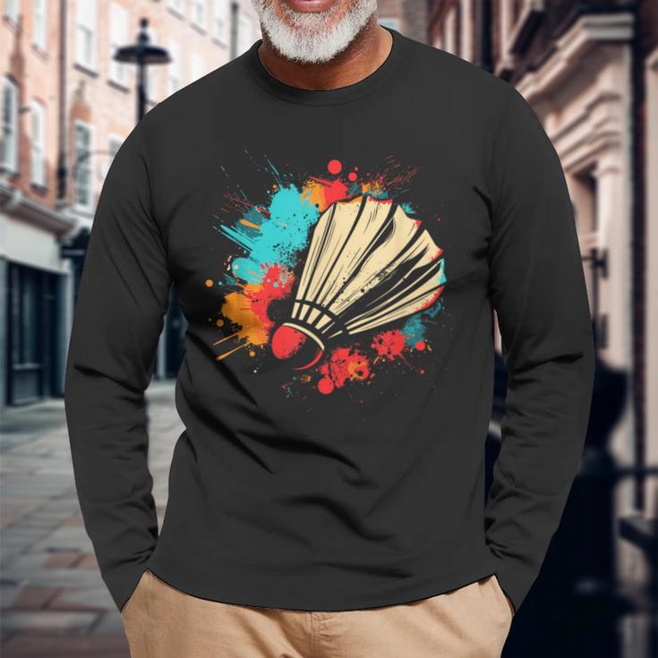 Shuttlecock Graffiti Badminton Lovers Badminton Hall Langarmshirts Geschenke für alte Männer