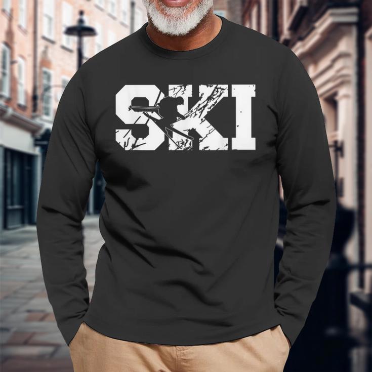 Ski Fahren Alpen Piste Ski Skiurlaub Berge Langarmshirts Geschenke für alte Männer