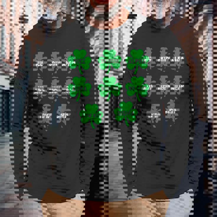 Skibidi St Patrick Day Saint Patrick's Day Clover Long Sleeve T-Shirt Gifts for Old Men