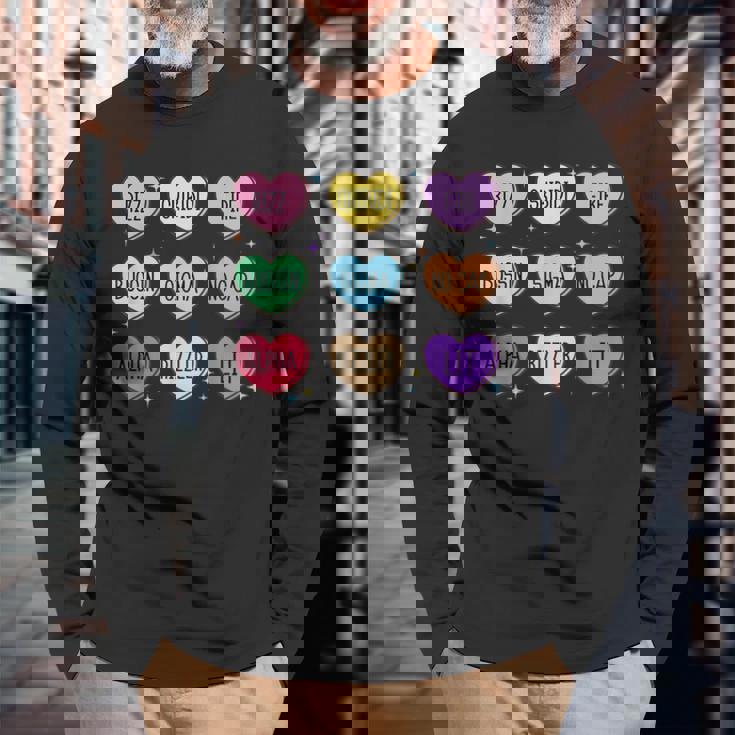 Skibidi Valentine's Day Candy Heart Valentine Rizz Long Sleeve T-Shirt Gifts for Old Men