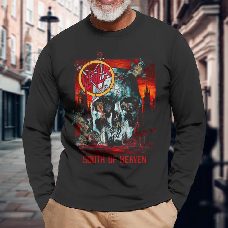 Slayer South Of Heaven Skull Langarmshirts Geschenke für alte Männer