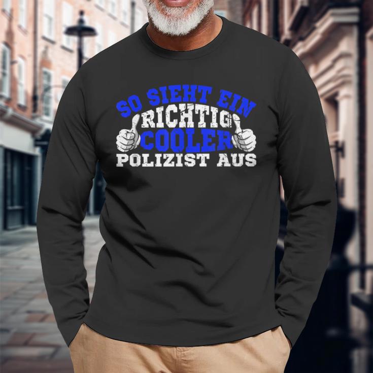 So Sieht Ein Richtig Cooler Policeman Aus Polizei Langarmshirts Geschenke für alte Männer