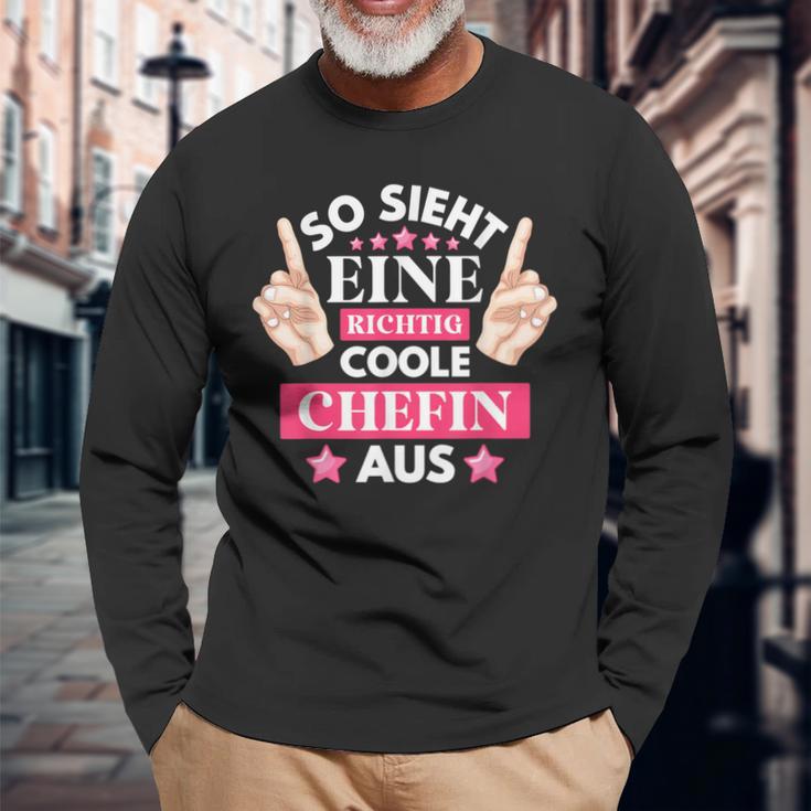 So Ssieht Eine Coole Chefin Aus S Langarmshirts Geschenke für alte Männer