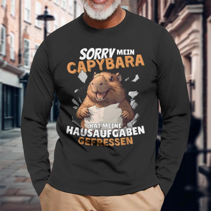 Sorry Mein Capybara Hat Meine Hausaufgaben Gefressen Langarmshirts Geschenke für alte Männer