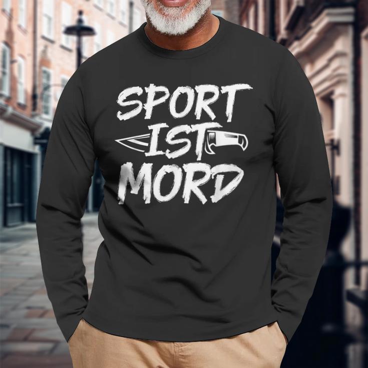 Sport Ist Mord Anti Unsporty Knife Lazy Retro Langarmshirts Geschenke für alte Männer