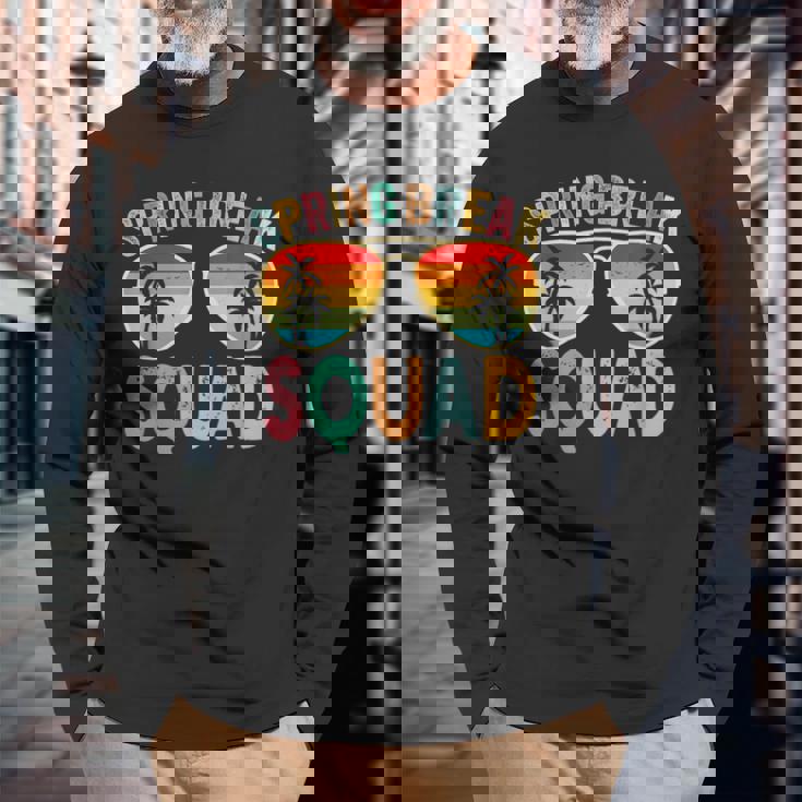 Spring Break Squad Vintage 2025 Florida Cool Sunglasses Long Sleeve T-Shirt Gifts for Old Men