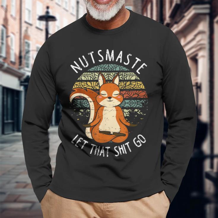 Squirrel Nutsmaste Yoga Meditation Retrointage Langarmshirts Geschenke für alte Männer