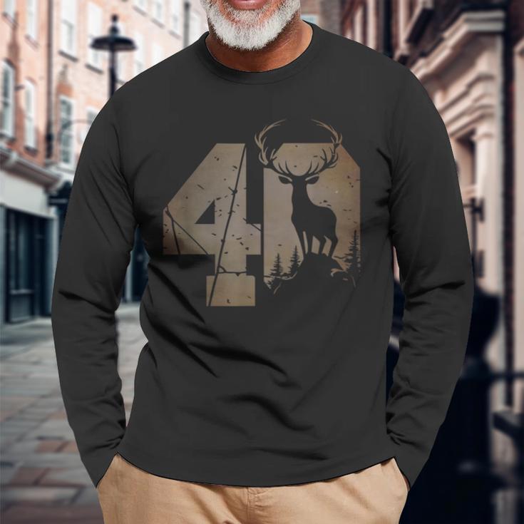 Stag Motif For Hunters 40S Birthday Or Anniversary Langarmshirts Geschenke für alte Männer