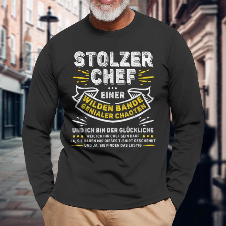 Stolzer Chef Einer Genialen Chaos Gang Saying Langarmshirts Geschenke für alte Männer