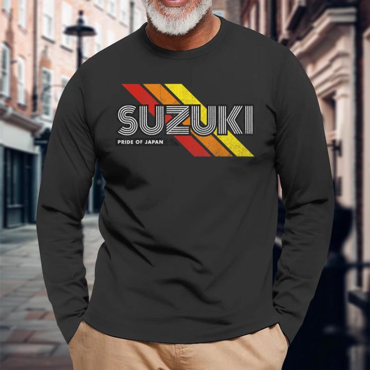 Suzuki Japanese Surname Retrointage Langarmshirts Geschenke für alte Männer