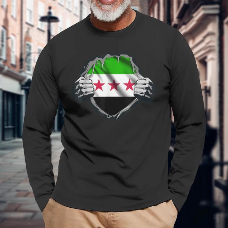 Syria Flag Free Syria Flag Langarmshirts Geschenke für alte Männer