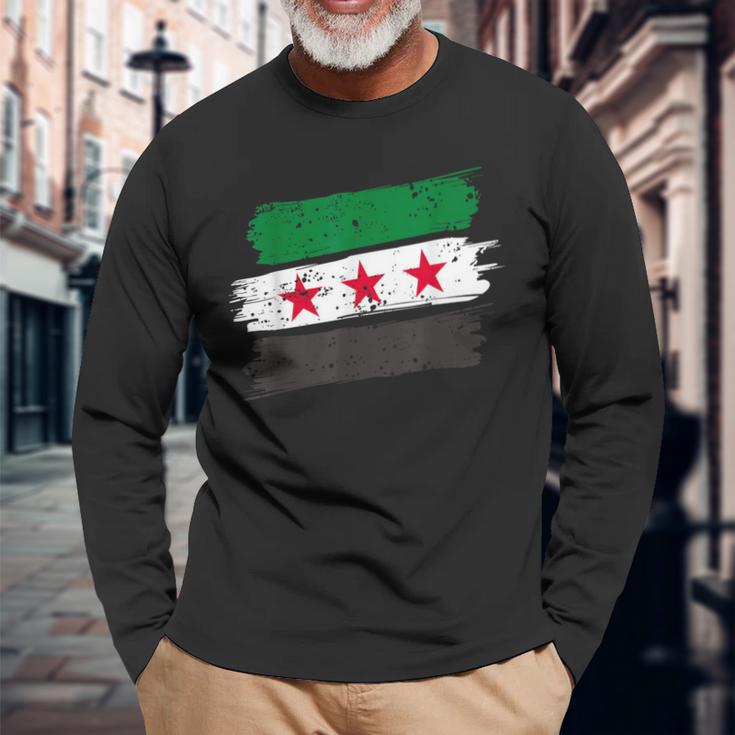 Syria Flag Syria Flag Langarmshirts Geschenke für alte Männer