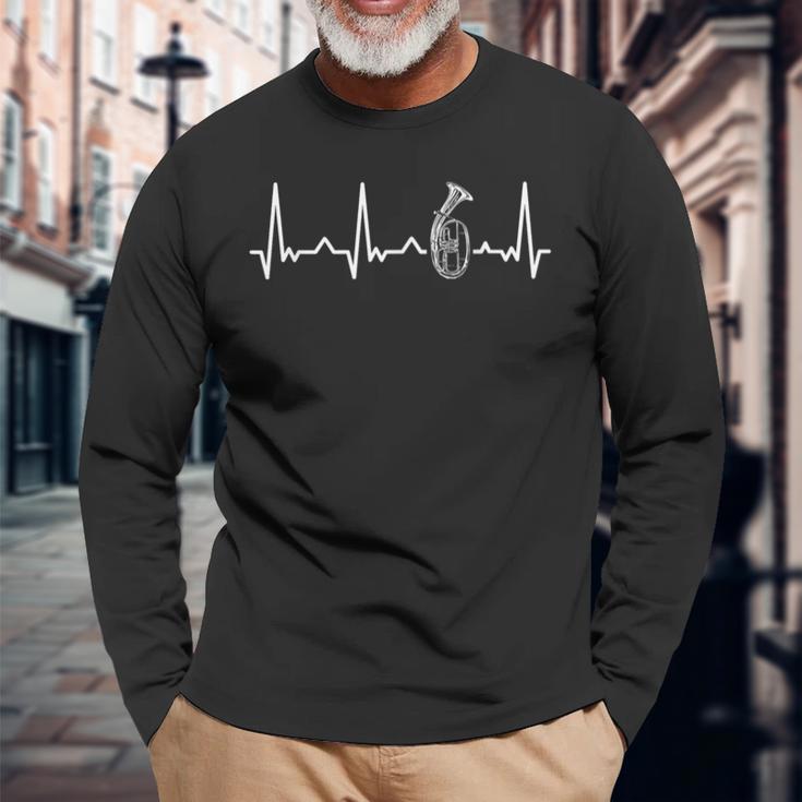 Tenor Horn With Tenor Hornist Instrument Heartbeat Langarmshirts Geschenke für alte Männer