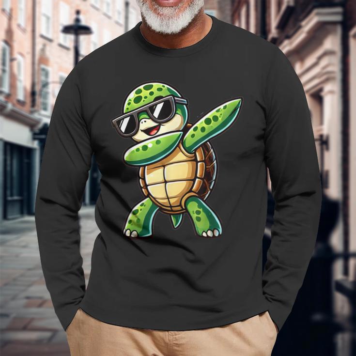 Turtle Dabbing Turtle With Toad Motif Langarmshirts Geschenke für alte Männer