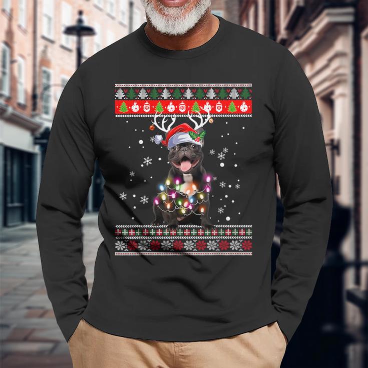 Ugly Christmas Jumper French Bulldog Dog Puppy Christmas Pajamas Langarmshirts Geschenke für alte Männer