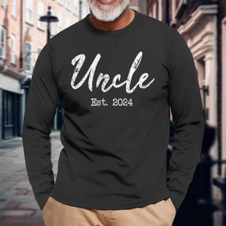 Uncle To Be 2024 Uncle Est 2024 For Uncle Langarmshirts Geschenke für alte Männer