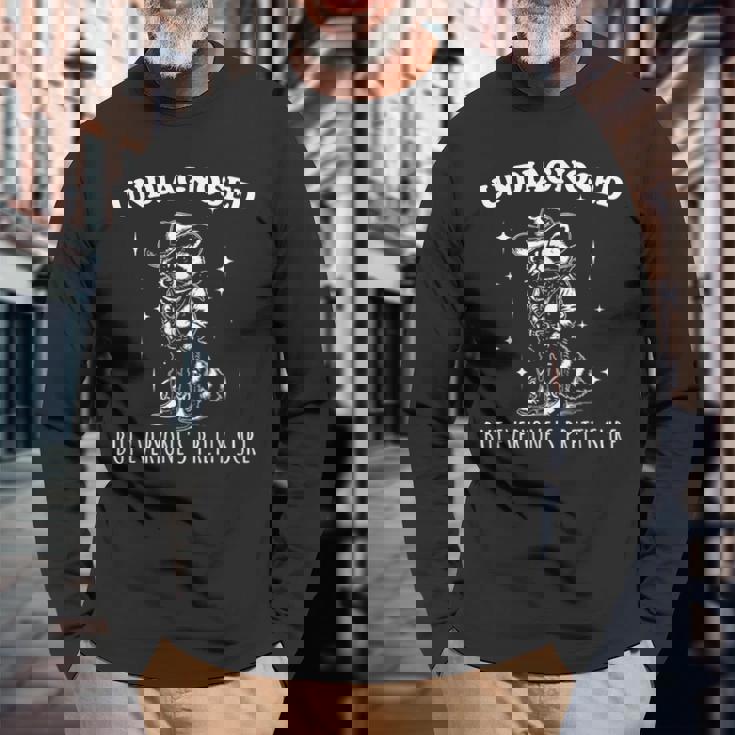 Undiagnosed But Everyone's Pretty Sure Cowboy Raccoon Long Sleeve T-Shirt Gifts for Old Men