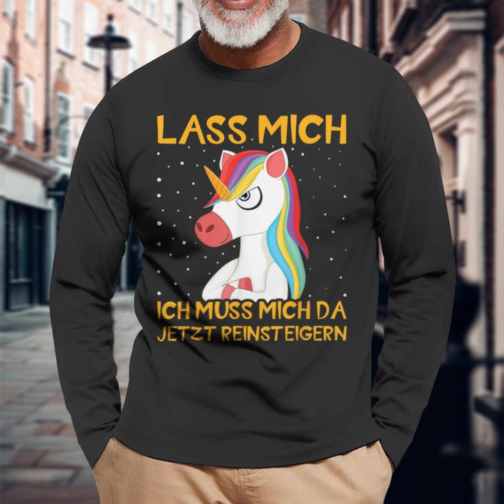 Unicorn Lass Mich Ich Muss Mich Da Jetzt Reineigern Langarmshirts Geschenke für alte Männer