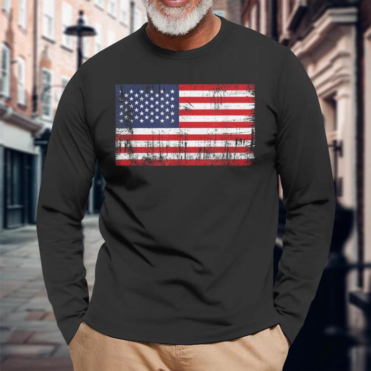 Usa Flag American Flag Us Football Fan Langarmshirts Geschenke für alte Männer