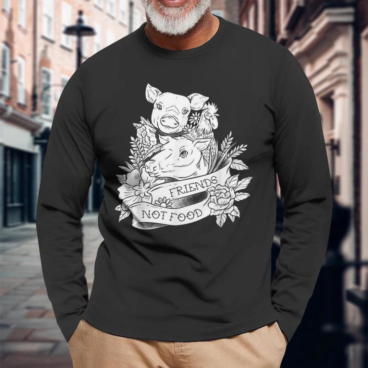 Vegan Friends Not Food Pig eganismegetable Food Langarmshirts Geschenke für alte Männer