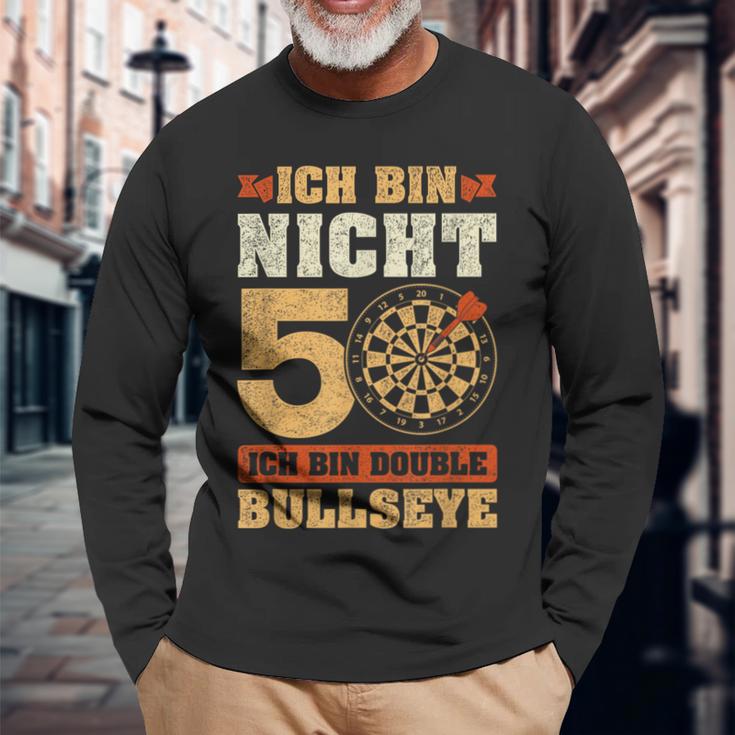 Vintage 50Th Birthday Dart Saying Double Bullseye Langarmshirts Geschenke für alte Männer