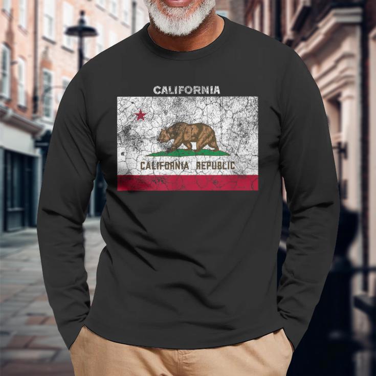 Vintage California Flag Langarmshirts Geschenke für alte Männer