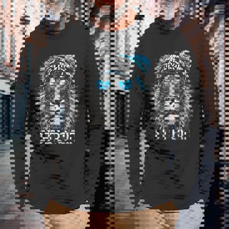 Vintage Football Game Day Lion Fan Long Sleeve T-Shirt Gifts for Old Men