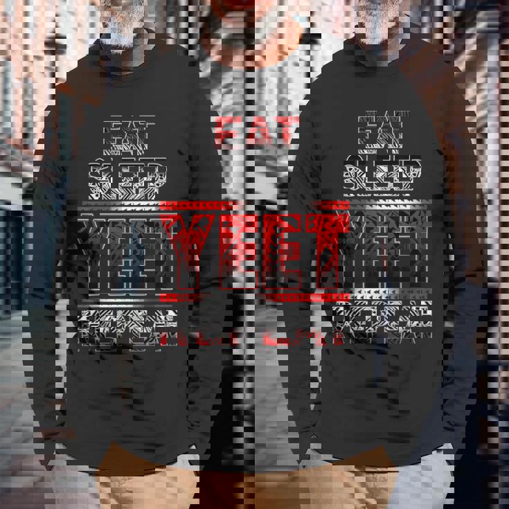 Vintage Jey First Name Saying Eat Sleep Yeet Repeat Apparel Long Sleeve T-Shirt Gifts for Old Men