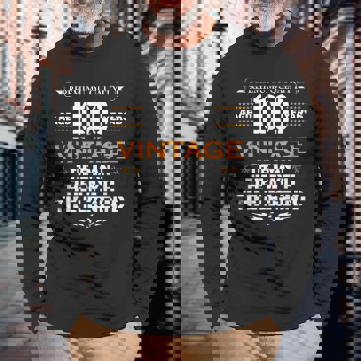 Vintage The Man Myth Legend 100 Year Old Birthday 100Th Long Sleeve T-Shirt Gifts for Old Men