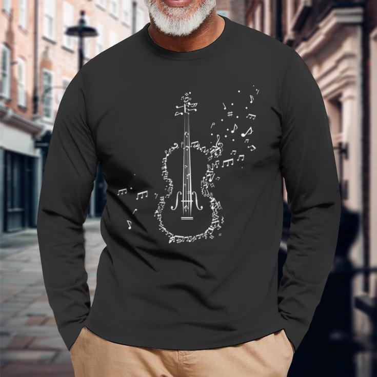 Violin &Iolin Music Notes Musician Langarmshirts Geschenke für alte Männer