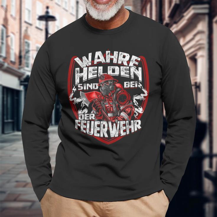 Wahre Helden Sind Bei Der Feuerwehrmann Langarmshirts Geschenke für alte Männer