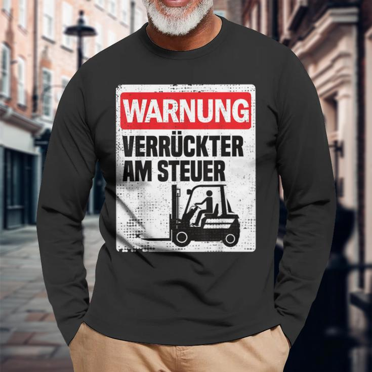 Warning Crazy Forklift S Langarmshirts Geschenke für alte Männer