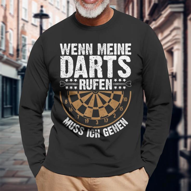 Wenn Meine Darts Rufen Muss Gehen Dartspieler Langarmshirts Geschenke für alte Männer