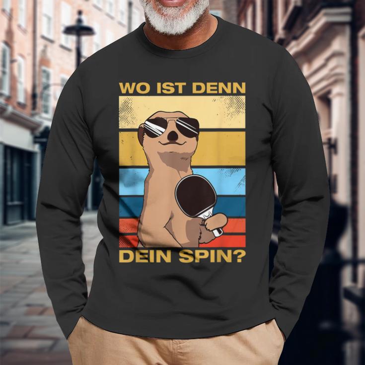 Where's Dein Spin Table Tennis Table Tennis Player Langarmshirts Geschenke für alte Männer