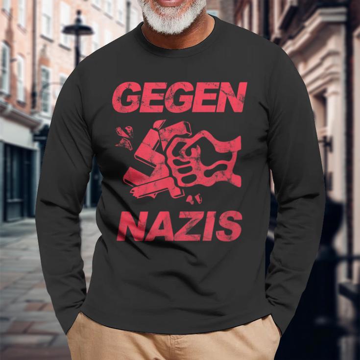 Zeichen Setzen Gegen Rechts Gegen Nazisintage Langarmshirts Geschenke für alte Männer