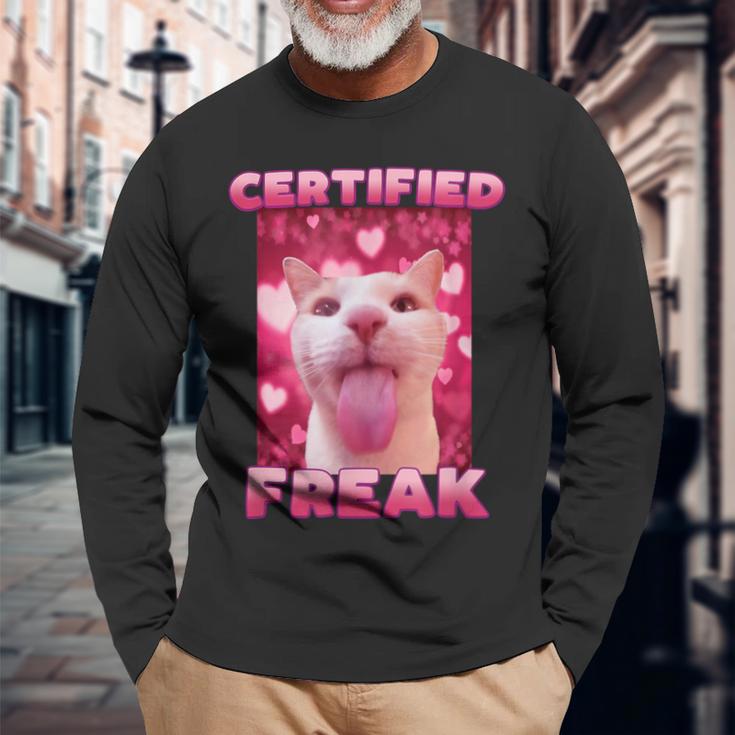 Zertifiziertes Freak Cat Meme Langarmshirts Geschenke für alte Männer