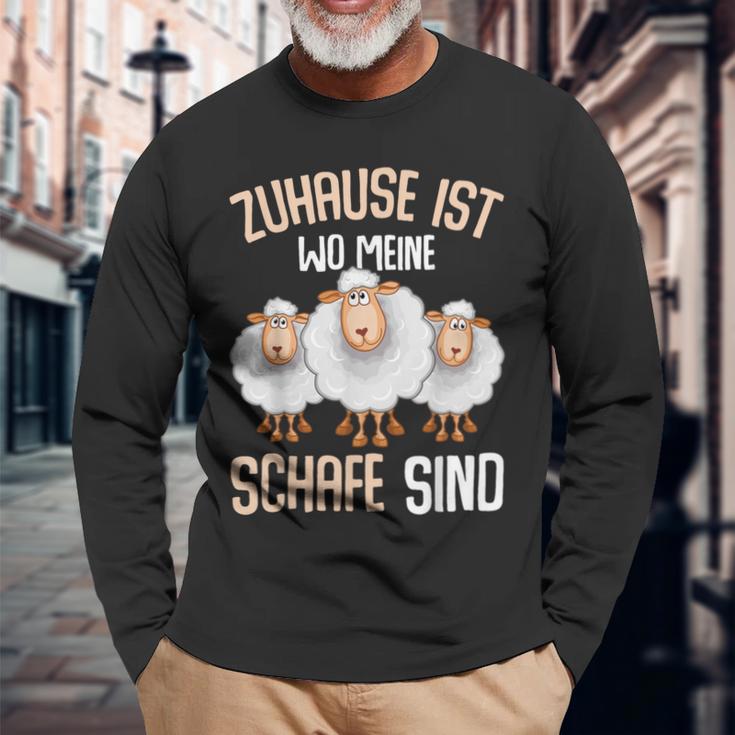 Zuhause Ist Wo Meine Sheep Home Is Where My Sheep Langarmshirts Geschenke für alte Männer