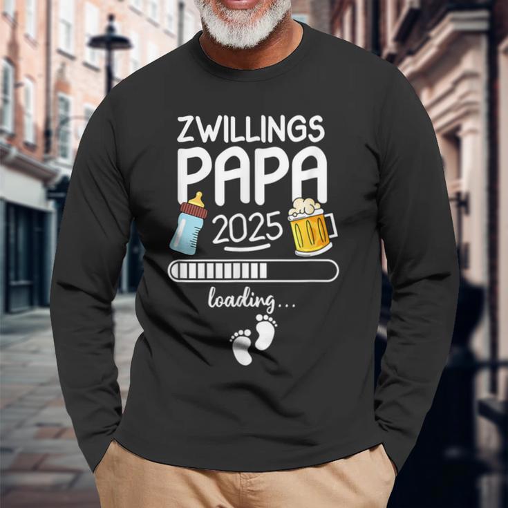 Zwillingspapa 2025 Loading Werdender Papa Announcement Langarmshirts Geschenke für alte Männer