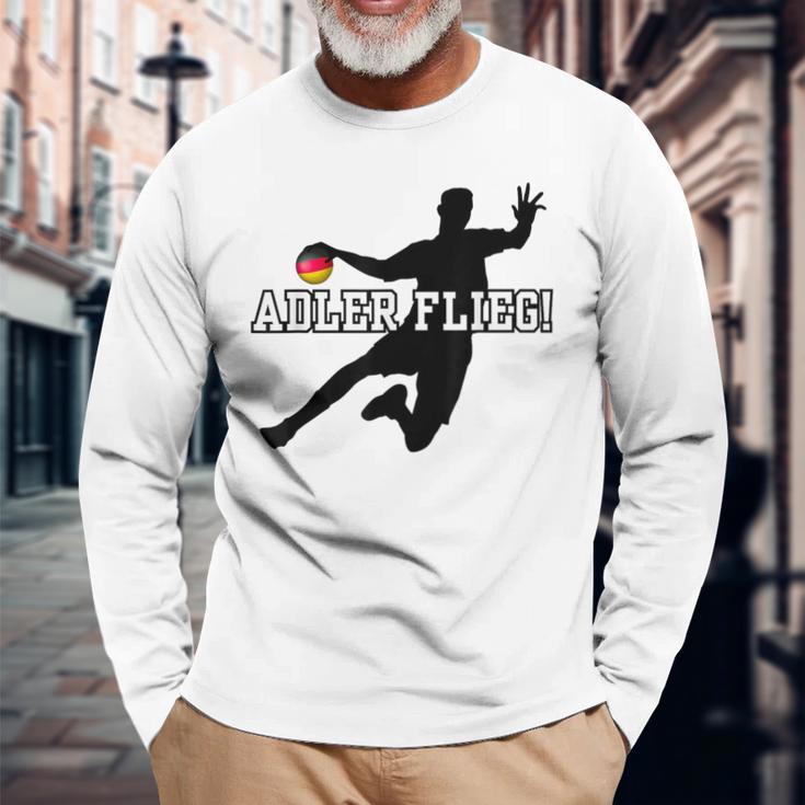 Adler Flieg Handball Fan Outfit Gray Langarmshirts Geschenke für alte Männer