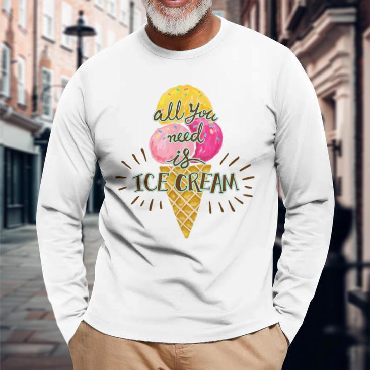 Alles Was Sie Brauchen Ist Eis Everything You Need Is Eis Langarmshirts Geschenke für alte Männer