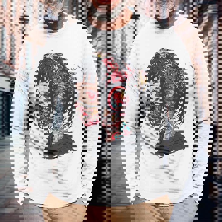 Anime Manga Gráfico Ojos Rojos Arte Anime Camiseta de manga larga Regalos para ancianos