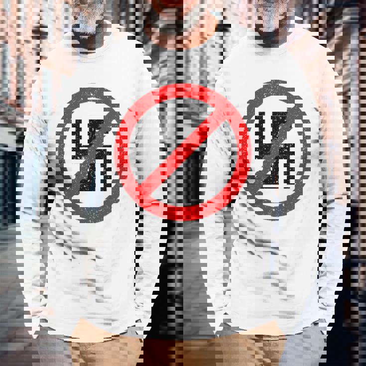Anti-Nazi Anti-Facist Anti-Dictators Anti-Evil Long Sleeve T-Shirt Gifts for Old Men