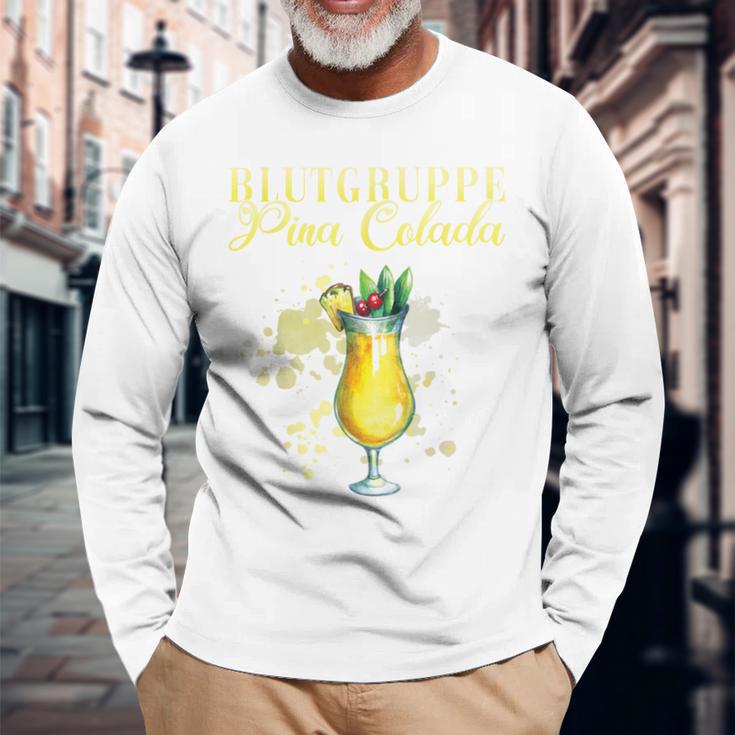 Blood Group Pina Colada Bartender Langarmshirts Geschenke für alte Männer