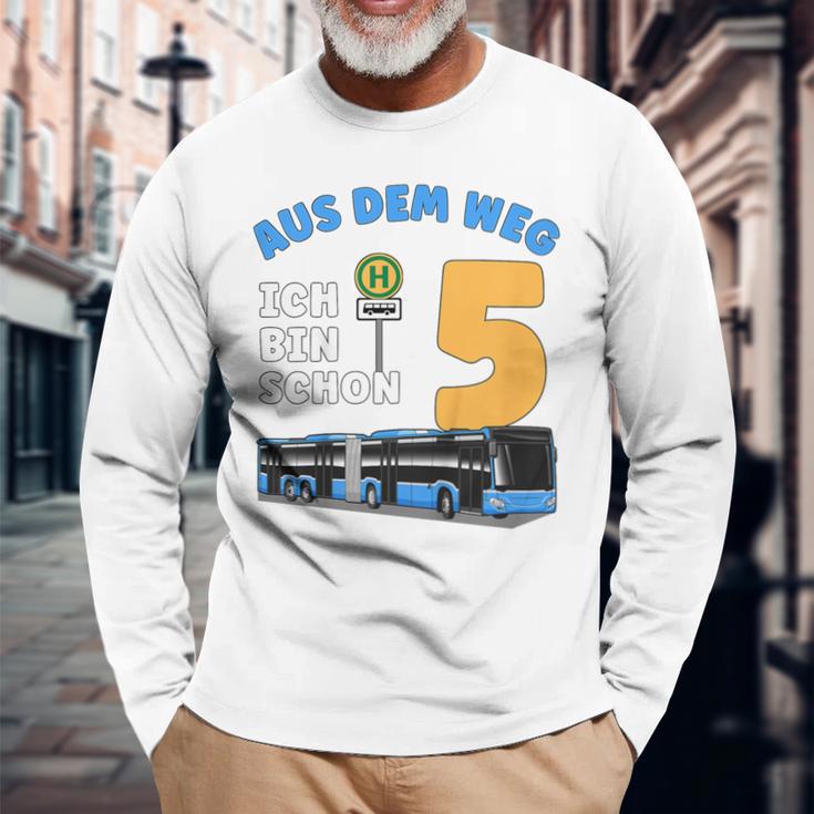 Children's 5 Years Boy Little Bus Driver 5Th Birthday Bus Articulated Bus Langarmshirts Geschenke für alte Männer