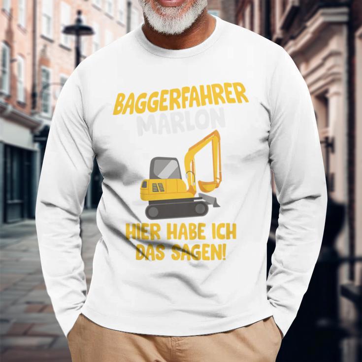 Children's Digger Driver Marlon Construction Site With Name Children's 80 Langarmshirts Geschenke für alte Männer