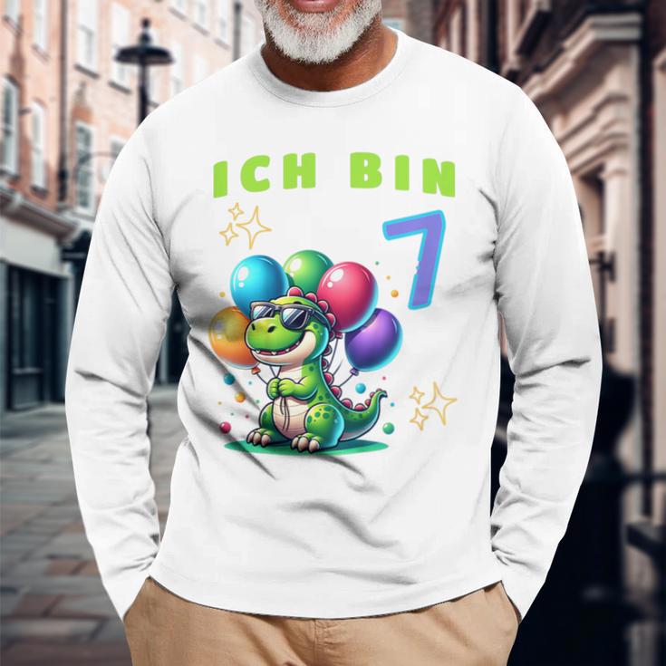 Children's Dino Children's Ich Bin Sieben 7 Jahre Alt Langarmshirts Geschenke für alte Männer